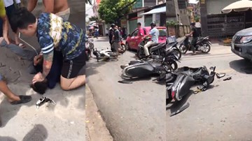 Hàng chục người vây bắt nam thanh niên cướp giật trên phố Hải Phòng