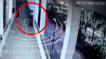 Camera ghi lại cảnh nam sinh lớp 10 rơi từ lan can tầng 3 xuống sân trường