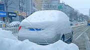 Ô tô bị tuyết phủ kín như tổ kén, tài xế vẫn chạy băng băng trên đường