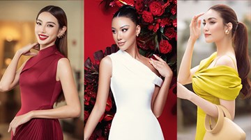 Thùy Tiên, Lan Khuê, Kim Duyên yêu áo dài cách tân chào năm mới